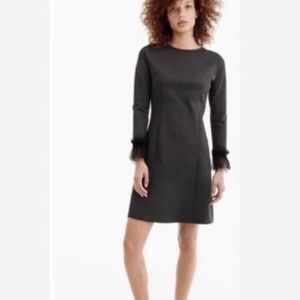 J. CREW SZ XS Women's Sheath Long Sleeve Dress  w/ Tulle Charcoal Gray